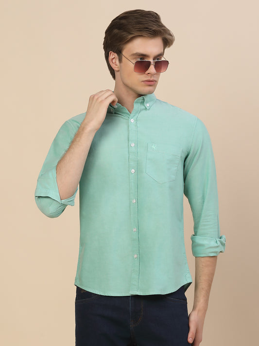Casual Shirt for Men | Breathable & Soft with Color Fastness Regular Fit Spread Collar Neck Cotton Fabric Solid Pattern