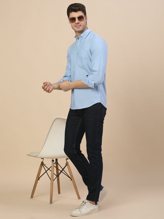Casual Shirt for Men | Breathable & Soft with Color Fastness Regular Fit Spread Collar Neck Cotton Fabric Solid Pattern