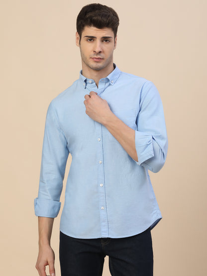 Casual Shirt for Men | Breathable & Soft with Color Fastness Regular Fit Spread Collar Neck Cotton Fabric Solid Pattern