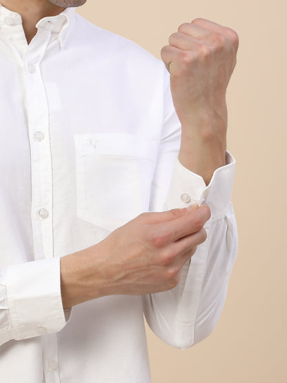 Casual Shirt for Men | Breathable & Soft with Color Fastness Regular Fit Spread Collar Neck Cotton Fabric Solid Pattern