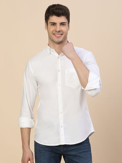 Casual Shirt for Men | Breathable & Soft with Color Fastness Regular Fit Spread Collar Neck Cotton Fabric Solid Pattern