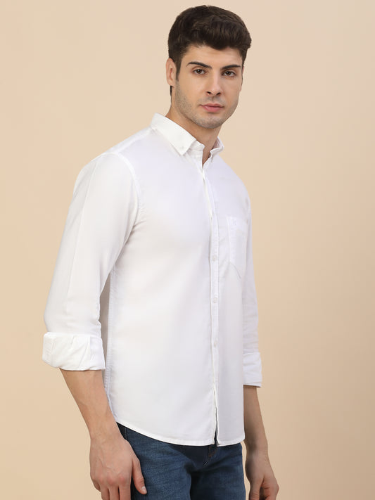 Casual Shirt for Men | Breathable & Soft with Color Fastness Regular Fit Spread Collar Neck Cotton Fabric Solid Pattern