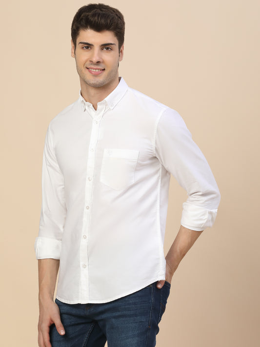 Casual Shirt for Men | Breathable & Soft with Color Fastness Regular Fit Spread Collar Neck Cotton Fabric Solid Pattern