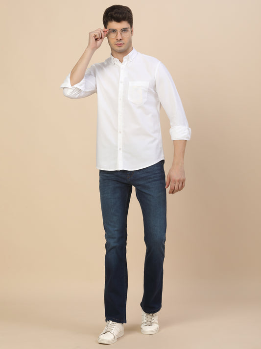 Casual Shirt for Men | Breathable & Soft with Color Fastness Regular Fit Spread Collar Neck Cotton Fabric Solid Pattern