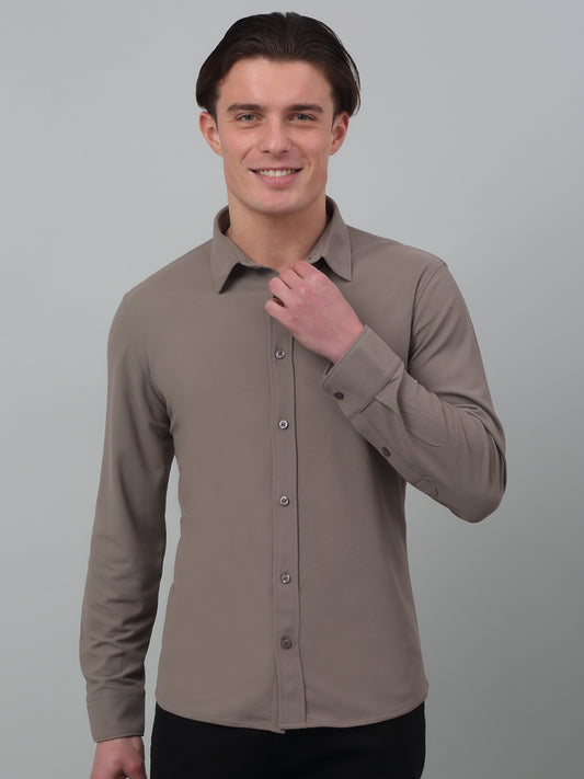 Casual Shirt for Men | Breathable & Soft with Color Fastness Regular Fit Spread Collar Neck Poyester Fabric Solid Pattern