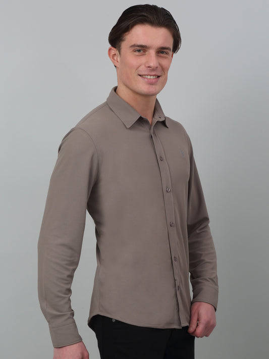 Casual Shirt for Men | Breathable & Soft with Color Fastness Regular Fit Spread Collar Neck Poyester Fabric Solid Pattern