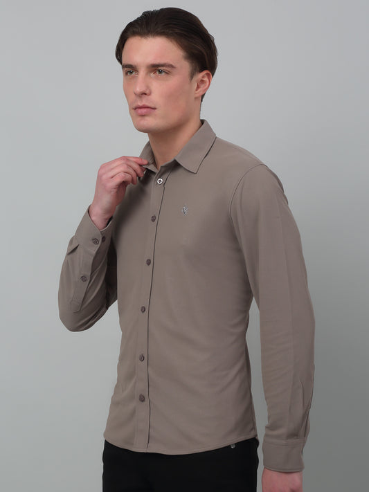 Casual Shirt for Men | Breathable & Soft with Color Fastness Regular Fit Spread Collar Neck Poyester Fabric Solid Pattern