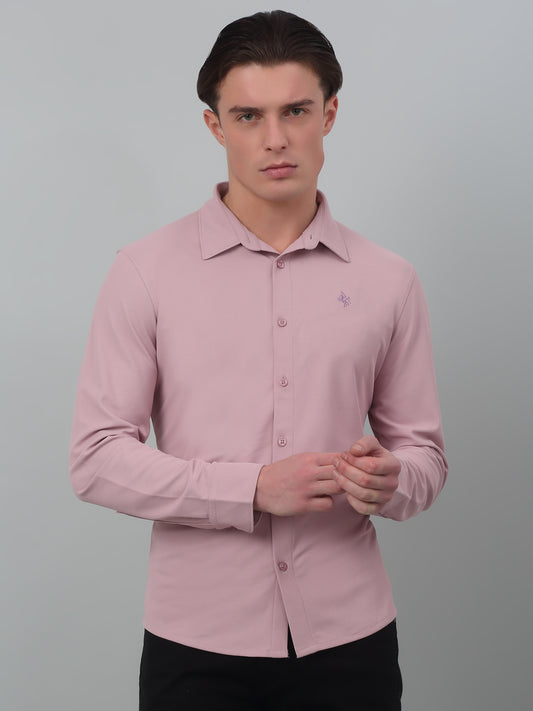 Casual Shirt for Men | Breathable & Soft with Color Fastness Regular Fit Spread Collar Neck Poyester Fabric Solid Pattern