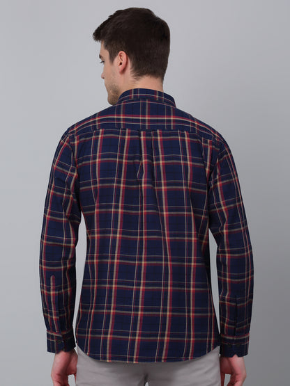 Men's Navy Blue Casual Big Checks Full Sleeve Shirt