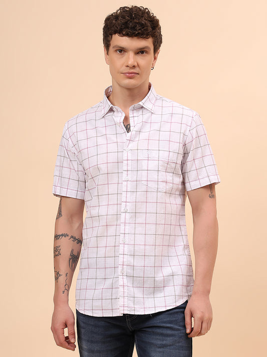 Casual Shirt for Men | Breathable & Soft with Color Fastness Regular Fit Spread Collar Neck Cotton Fabric Checkered Pattern