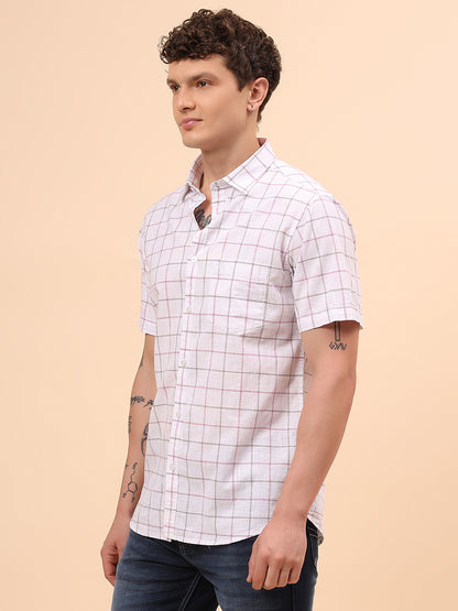 Casual Shirt for Men | Breathable & Soft with Color Fastness Regular Fit Spread Collar Neck Cotton Fabric Checkered Pattern