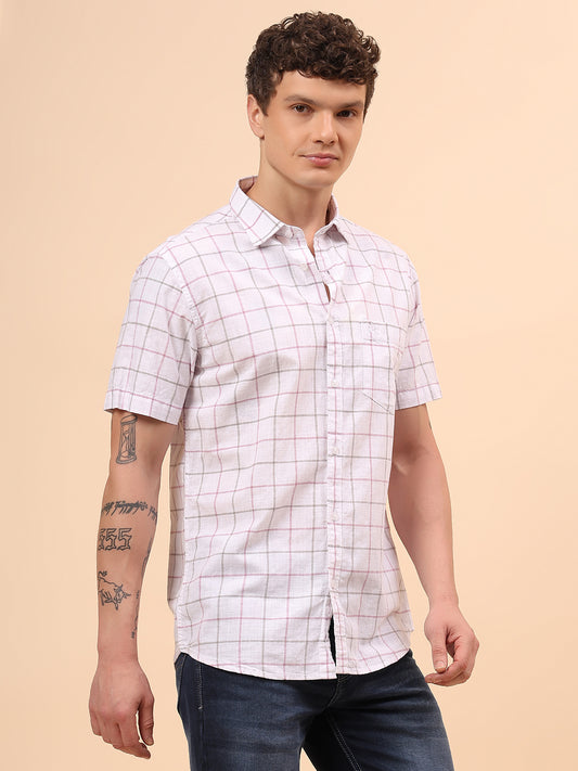 Casual Shirt for Men | Breathable & Soft with Color Fastness Regular Fit Spread Collar Neck Cotton Fabric Checkered Pattern