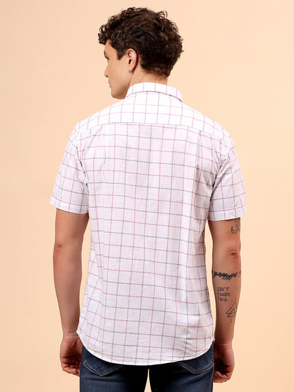 Casual Shirt for Men | Breathable & Soft with Color Fastness Regular Fit Spread Collar Neck Cotton Fabric Checkered Pattern