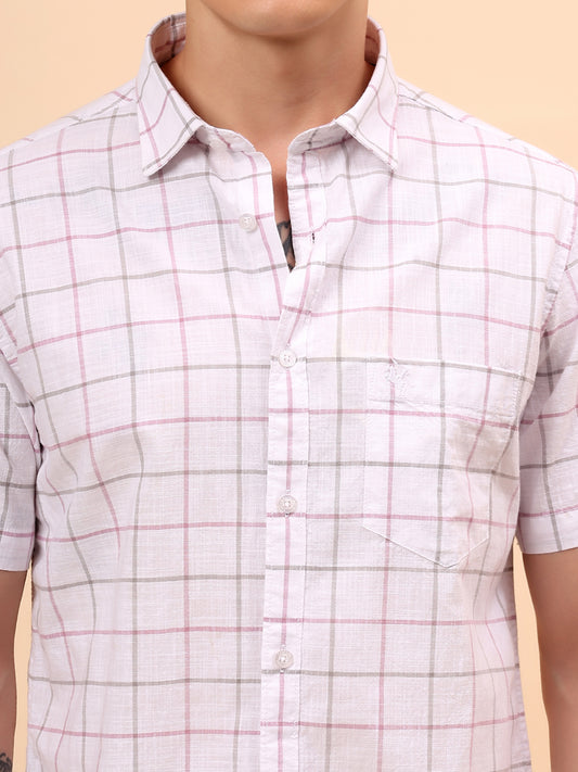 Casual Shirt for Men | Breathable & Soft with Color Fastness Regular Fit Spread Collar Neck Cotton Fabric Checkered Pattern