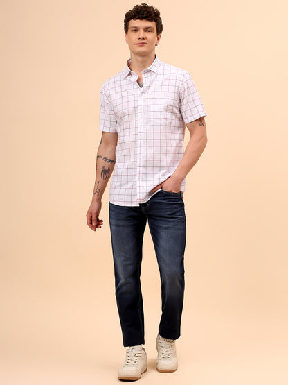 Casual Shirt for Men | Breathable & Soft with Color Fastness Regular Fit Spread Collar Neck Cotton Fabric Checkered Pattern