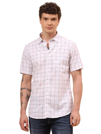 Casual Shirt for Men | Breathable & Soft with Color Fastness Regular Fit Spread Collar Neck Cotton Fabric Checkered Pattern