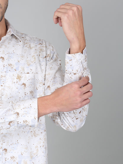 Casual Shirt for Men | Breathable & Soft with Color Fastness Regular Fit Spread Collar Neck Cotton Fabric Printed Pattern