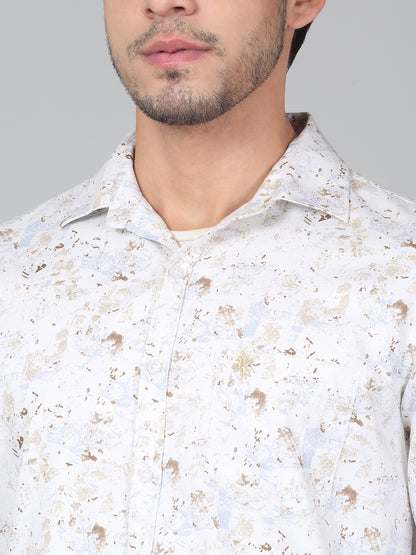 Casual Shirt for Men | Breathable & Soft with Color Fastness Regular Fit Spread Collar Neck Cotton Fabric Printed Pattern