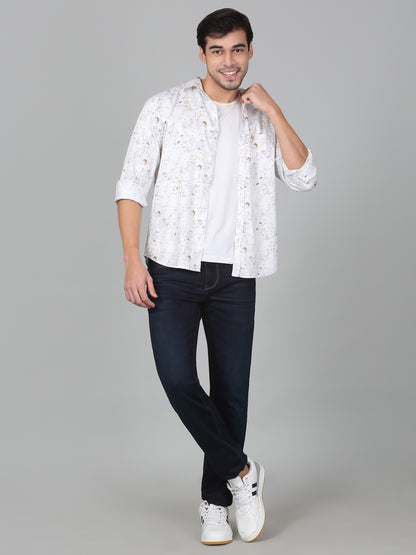 Casual Shirt for Men | Breathable & Soft with Color Fastness Regular Fit Spread Collar Neck Cotton Fabric Printed Pattern