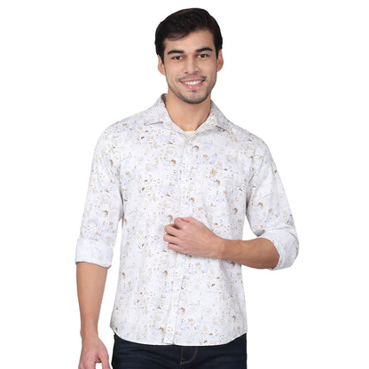 Casual Shirt for Men | Breathable & Soft with Color Fastness Regular Fit Spread Collar Neck Cotton Fabric Printed Pattern