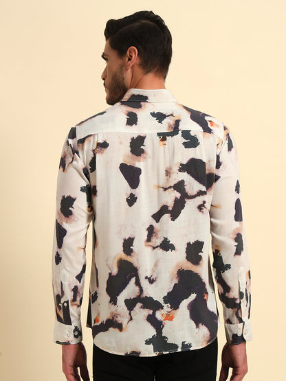 Casual Shirt for Men | Breathable & Soft with Color Fastness Regular Fit Spread Collar Neck Viscose Fabric Printed Pattern
