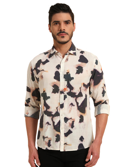Casual Shirt for Men | Breathable & Soft with Color Fastness Regular Fit Spread Collar Neck Viscose Fabric Printed Pattern