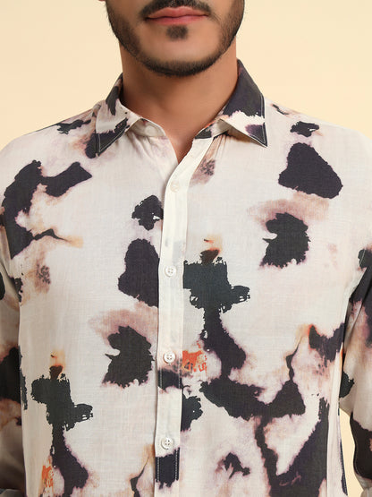 Casual Shirt for Men | Breathable & Soft with Color Fastness Regular Fit Spread Collar Neck Viscose Fabric Printed Pattern