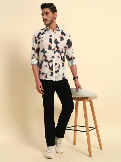 Casual Shirt for Men | Breathable & Soft with Color Fastness Regular Fit Spread Collar Neck Viscose Fabric Printed Pattern
