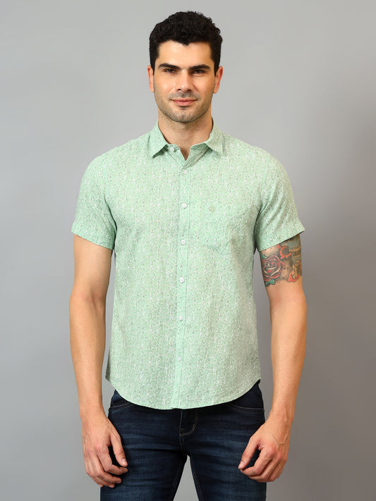 Casual Shirt for Men | Breathable & Soft with Color Fastness Regular Fit Spread Collar Neck Cotton Fabric Printed Pattern