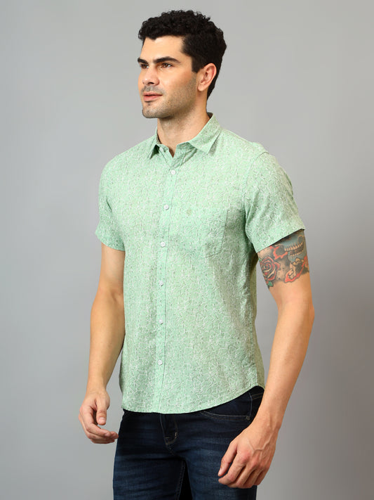 Casual Shirt for Men | Breathable & Soft with Color Fastness Regular Fit Spread Collar Neck Cotton Fabric Printed Pattern