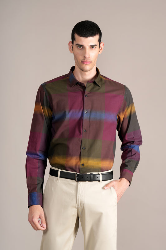 Casual Shirt for Men | Breathable & Soft with Color Fastness Regular Fit Spread Collar Neck Cotton Fabric Checkered Pattern
