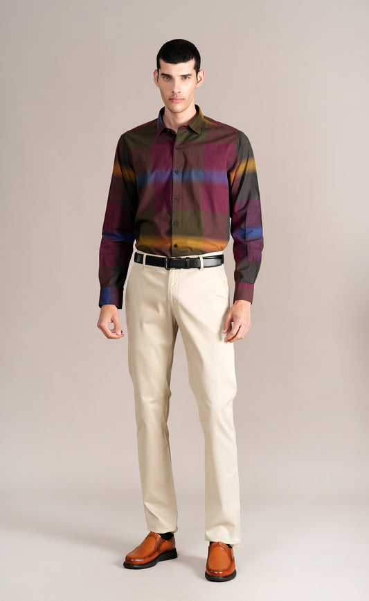Casual Shirt for Men | Breathable & Soft with Color Fastness Regular Fit Spread Collar Neck Cotton Fabric Checkered Pattern