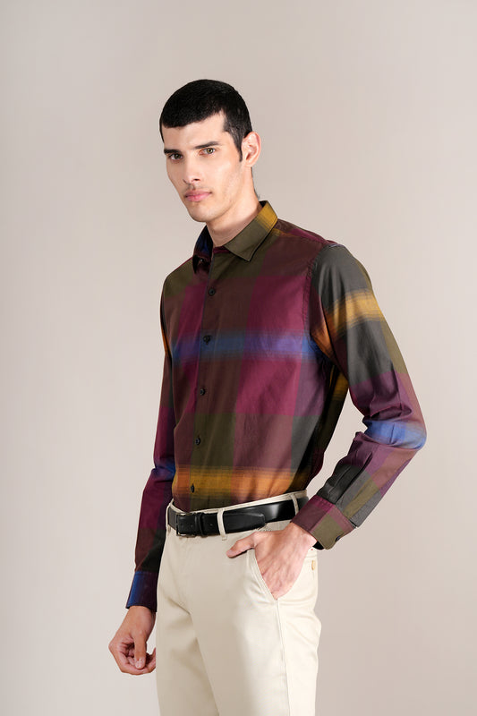 Casual Shirt for Men | Breathable & Soft with Color Fastness Regular Fit Spread Collar Neck Cotton Fabric Checkered Pattern