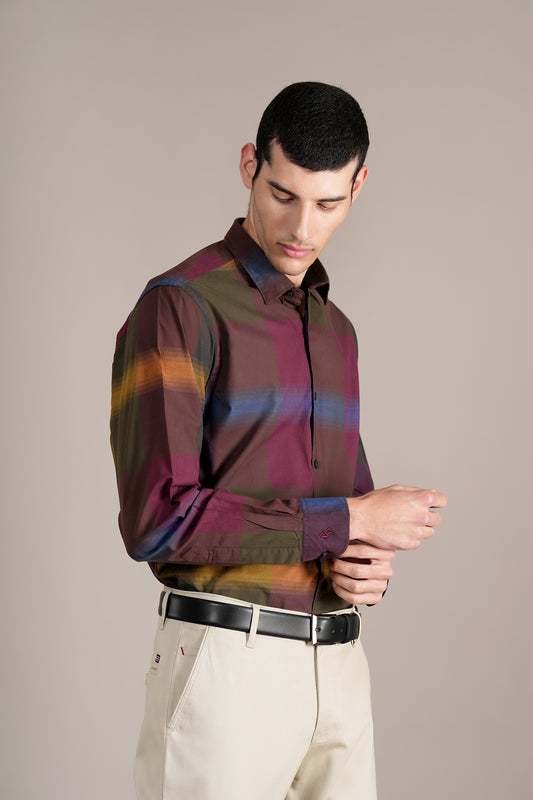 Casual Shirt for Men | Breathable & Soft with Color Fastness Regular Fit Spread Collar Neck Cotton Fabric Checkered Pattern