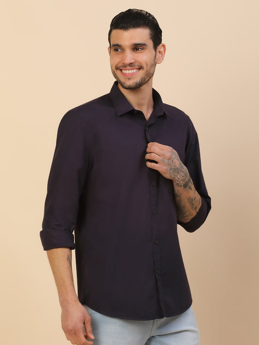 Men's Stylish Solid Casual Shirt | Regular Fit | Full Sleeve | Pure Cotton | Smart Casual Wear