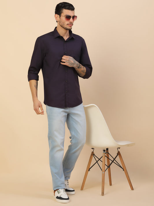 Men's Stylish Solid Casual Shirt | Regular Fit | Full Sleeve | Pure Cotton | Smart Casual Wear