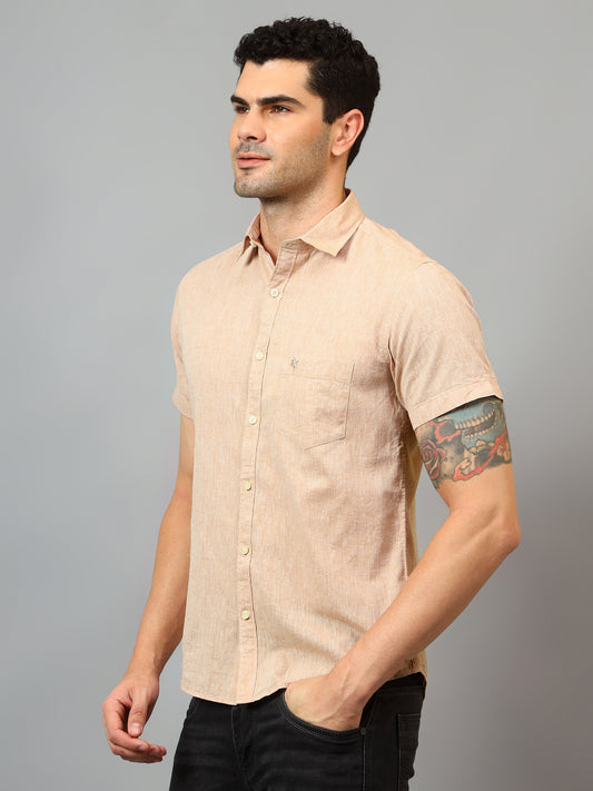 Casual Shirt for Men | Breathable & Soft with Color Fastness Regular Fit Spread Collar Neck Cotton Fabric Solid Pattern