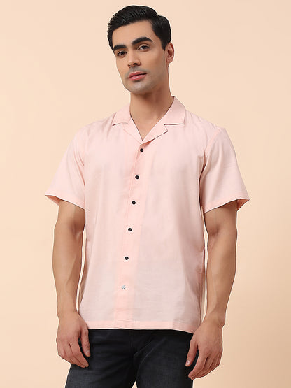Casual Shirt for Men | Breathable & Soft with Color Fastness Slim Fit Spread Collar Cotton Blend Fabric Self Design Pattern