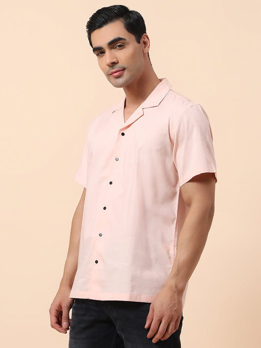 Casual Shirt for Men | Breathable & Soft with Color Fastness Slim Fit Spread Collar Cotton Blend Fabric Self Design Pattern