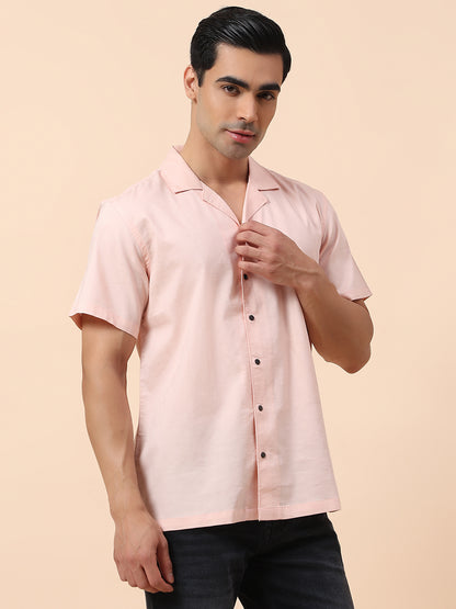 Casual Shirt for Men | Breathable & Soft with Color Fastness Slim Fit Spread Collar Cotton Blend Fabric Self Design Pattern