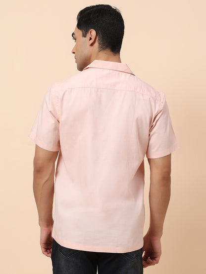 Casual Shirt for Men | Breathable & Soft with Color Fastness Slim Fit Spread Collar Cotton Blend Fabric Self Design Pattern