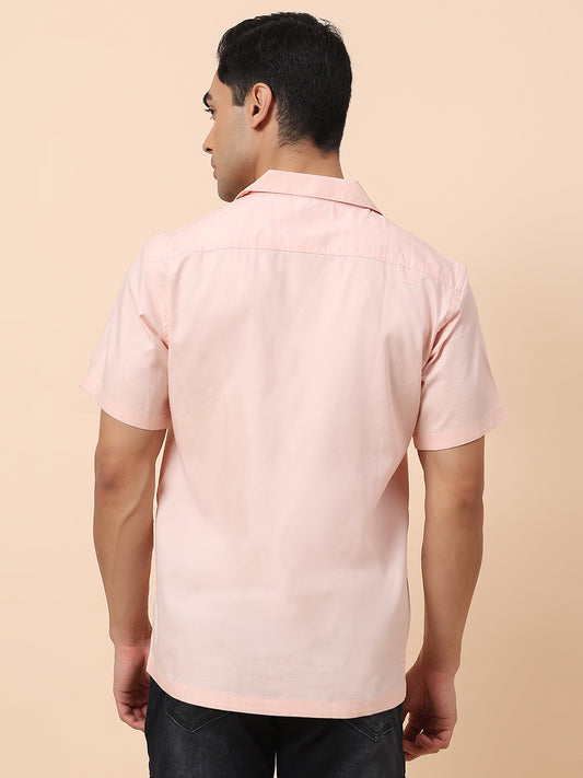 Casual Shirt for Men | Breathable & Soft with Color Fastness Slim Fit Spread Collar Cotton Blend Fabric Self Design Pattern