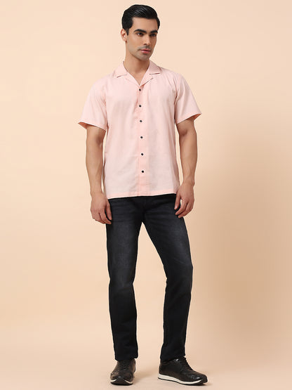 Casual Shirt for Men | Breathable & Soft with Color Fastness Slim Fit Spread Collar Cotton Blend Fabric Self Design Pattern