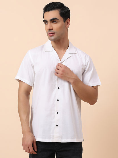 Casual Shirt for Men | Breathable & Soft with Color Fastness Slim Fit Spread Collar Cotton Blend Fabric Self Design Pattern
