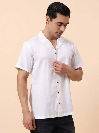 Casual Shirt for Men | Breathable & Soft with Color Fastness Slim Fit Spread Collar Cotton Blend Fabric Self Design Pattern