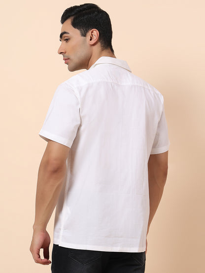 Casual Shirt for Men | Breathable & Soft with Color Fastness Slim Fit Spread Collar Cotton Blend Fabric Self Design Pattern