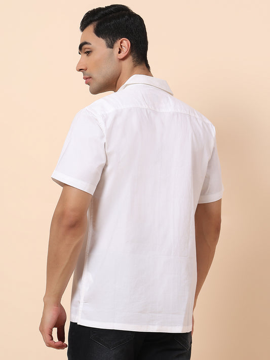 Casual Shirt for Men | Breathable & Soft with Color Fastness Slim Fit Spread Collar Cotton Blend Fabric Self Design Pattern