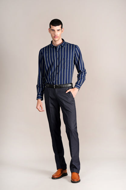 Casual Shirt for Men | Breathable & Soft with Color Fastness Regular Fit Spread Collar Neck Cotton Fabric Striped Pattern