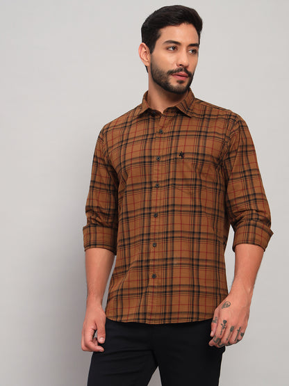 Casual Shirt for Men | Breathable & Soft with Color Fastness Regular Fit Spread Collar Neck Cotton Fabric Checkered Pattern