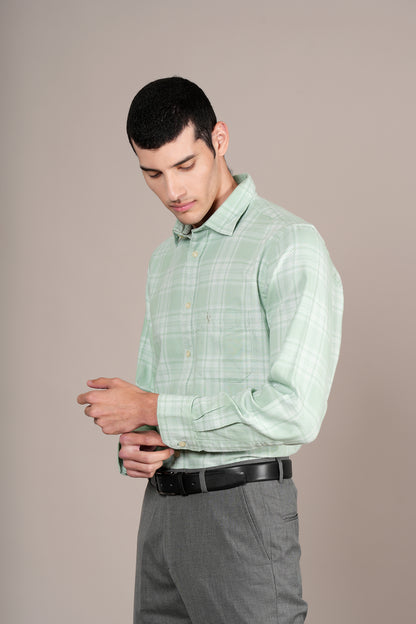 Casual Shirt for Men | Breathable & Soft with Color Fastness Regular Fit Spread Collar Neck Cotton Fabric Checkered Pattern